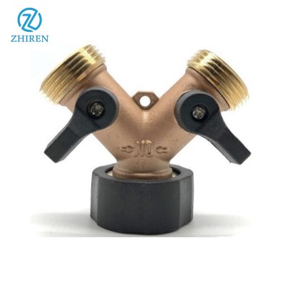 US/EU/Asia Standard 3/4inch Water Pipe Connector Y Shape Valve Faucet Taps 2 Way Copper Garden Hose Splitter