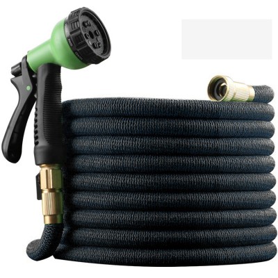 Black Durable Expandable Garden Hose Spray Nozzle Flexible Water Hose Set 3/4 Brass Fittings Retractable Pipes