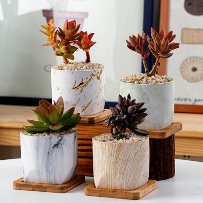 Gardening Home Decoration Supplies Nordic Ceramic Flower Pot Green Plants Succulent Green Flower Pot With Tray